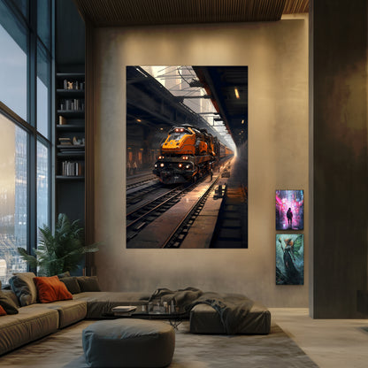 Diesel Train Poster – Blazerush Hauler | Awe-Inspiring Wall Art for Sci-Fi & Fantasy Train Enthusiasts | Unique and Exclusive Artwork