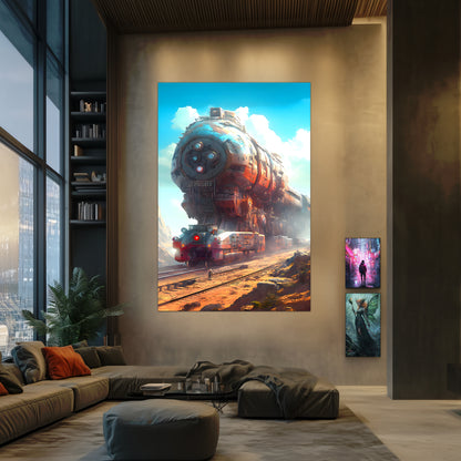 Post-Apocalyptic Train Poster – Arcanum Carrier | Awe-Inspiring Wall Art for Sci-Fi & Fantasy Train Enthusiasts | Unique and Exclusive Artwork