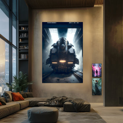 Diesel Train Poster – Aeternum Custos | Awe-Inspiring Wall Art for Sci-Fi & Fantasy Train Enthusiasts | Unique and Exclusive Artwork