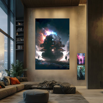 Wasteland Train Poster – The Voidstalker | Awe-Inspiring Wall Art for Sci-Fi & Fantasy Train Enthusiasts | Unique and Exclusive Artwork