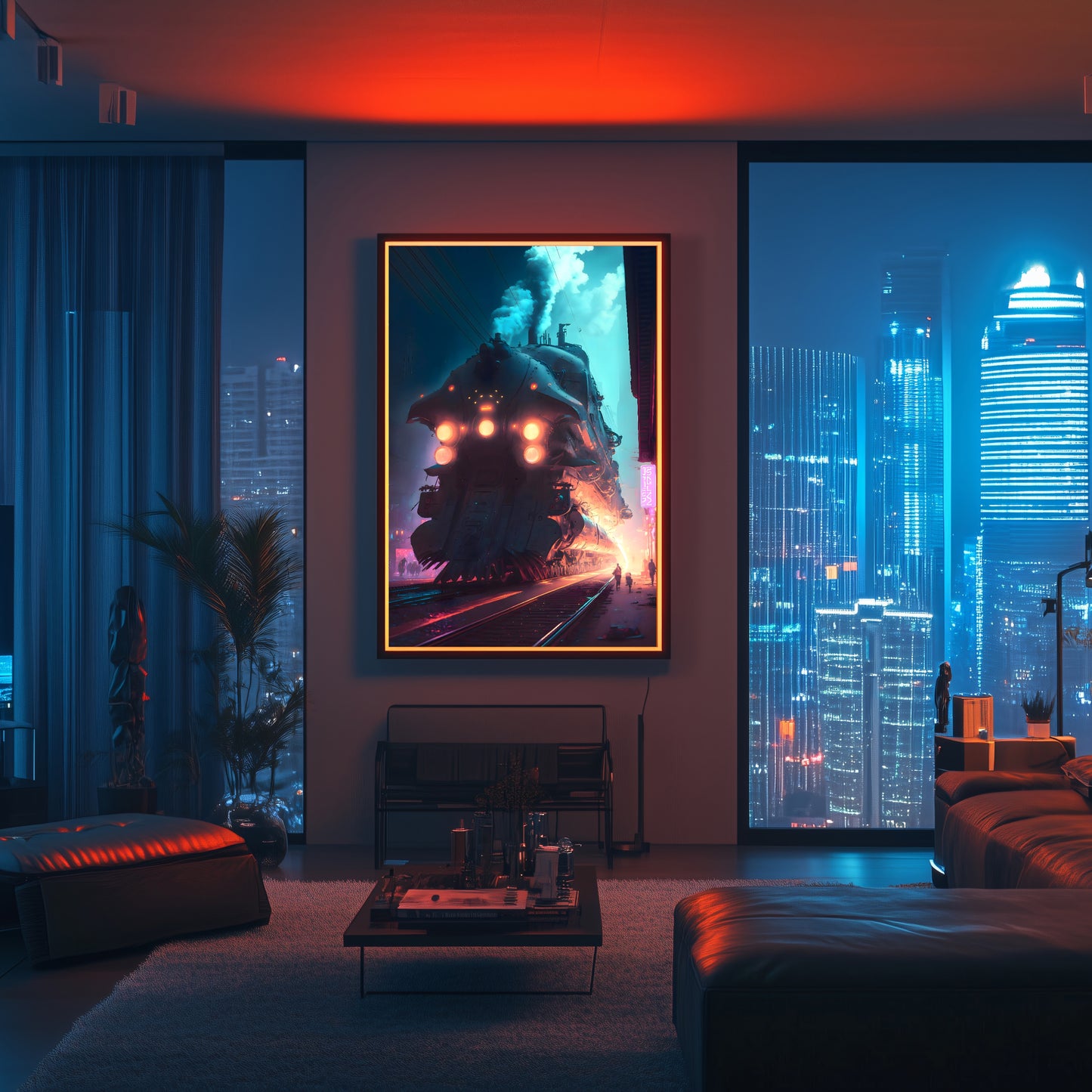 Cyberpunk Train Poster – Chromeshell Nightcrawler | Awe-Inspiring Wall Art for Sci-Fi & Fantasy Train Enthusiasts | Unique and Exclusive Artwork