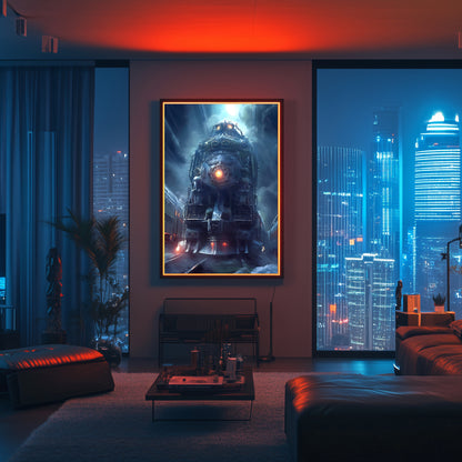 Post-Apocalyptic Train Poster – Winterborn Thunderheart | Awe-Inspiring Wall Art for Sci-Fi & Fantasy Train Enthusiasts | Unique and Exclusive Artwork