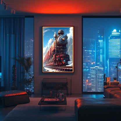 Post-Apocalyptic Train Poster – Colonial Colossus | Awe-Inspiring Wall Art for Sci-Fi & Fantasy Train Enthusiasts | Unique and Exclusive Artwork