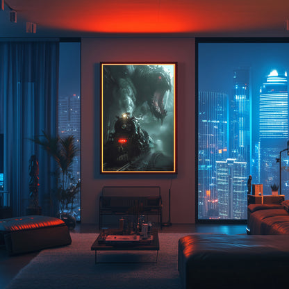 Fantasy Train Poster – Dragonbane Express | Awe-Inspiring Wall Art for Sci-Fi & Fantasy Train Enthusiasts | Unique and Exclusive Artwork