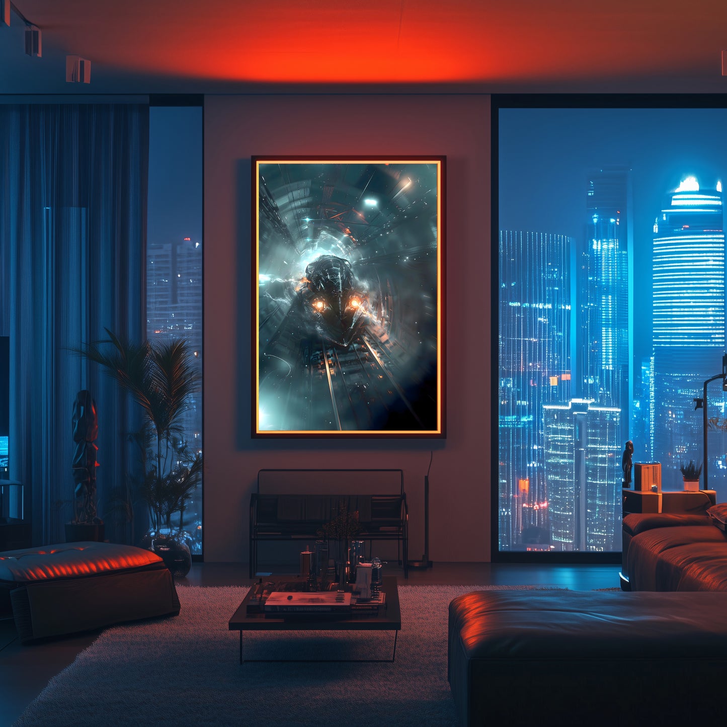 Cyberpunk Train Poster – Nightblade Crusader | Awe-Inspiring Wall Art for Sci-Fi & Fantasy Train Enthusiasts | Unique and Exclusive Artwork