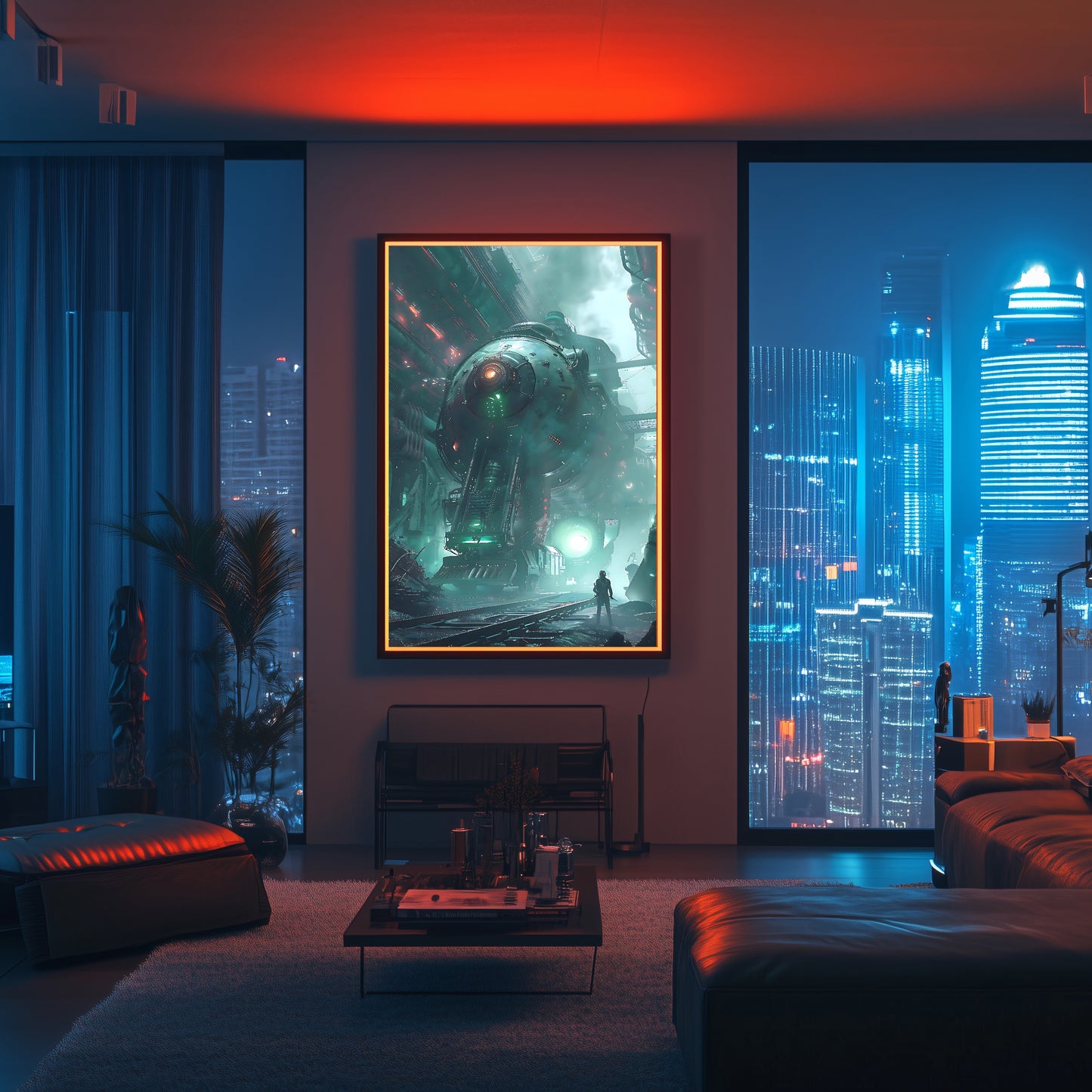 Cyberpunk Train Poster – Epitome One | Awe-Inspiring Wall Art for Sci-Fi & Fantasy Train Enthusiasts | Unique and Exclusive Artwork