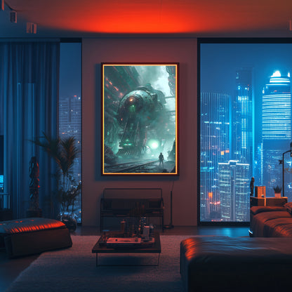 Cyberpunk Train Poster – Epitome One | Awe-Inspiring Wall Art for Sci-Fi & Fantasy Train Enthusiasts | Unique and Exclusive Artwork