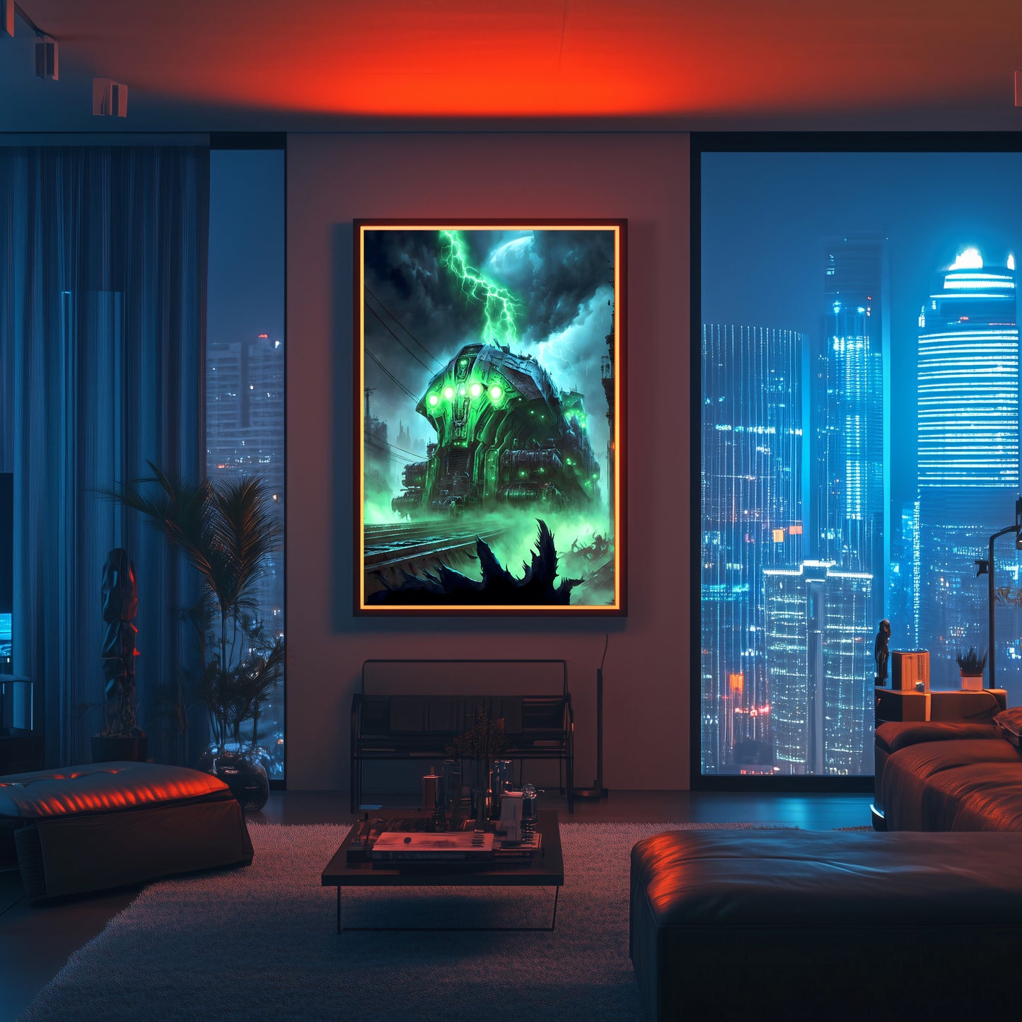Zombie Train Poster – The Warp Architect | Awe-Inspiring Wall Art for Sci-Fi & Fantasy Train Enthusiasts | Unique and Exclusive Artwork