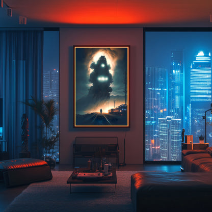 Post-Apocalyptic Train Poster – The Unyielding Monolith | Awe-Inspiring Wall Art for Sci-Fi & Fantasy Train Enthusiasts | Unique and Exclusive Artwork