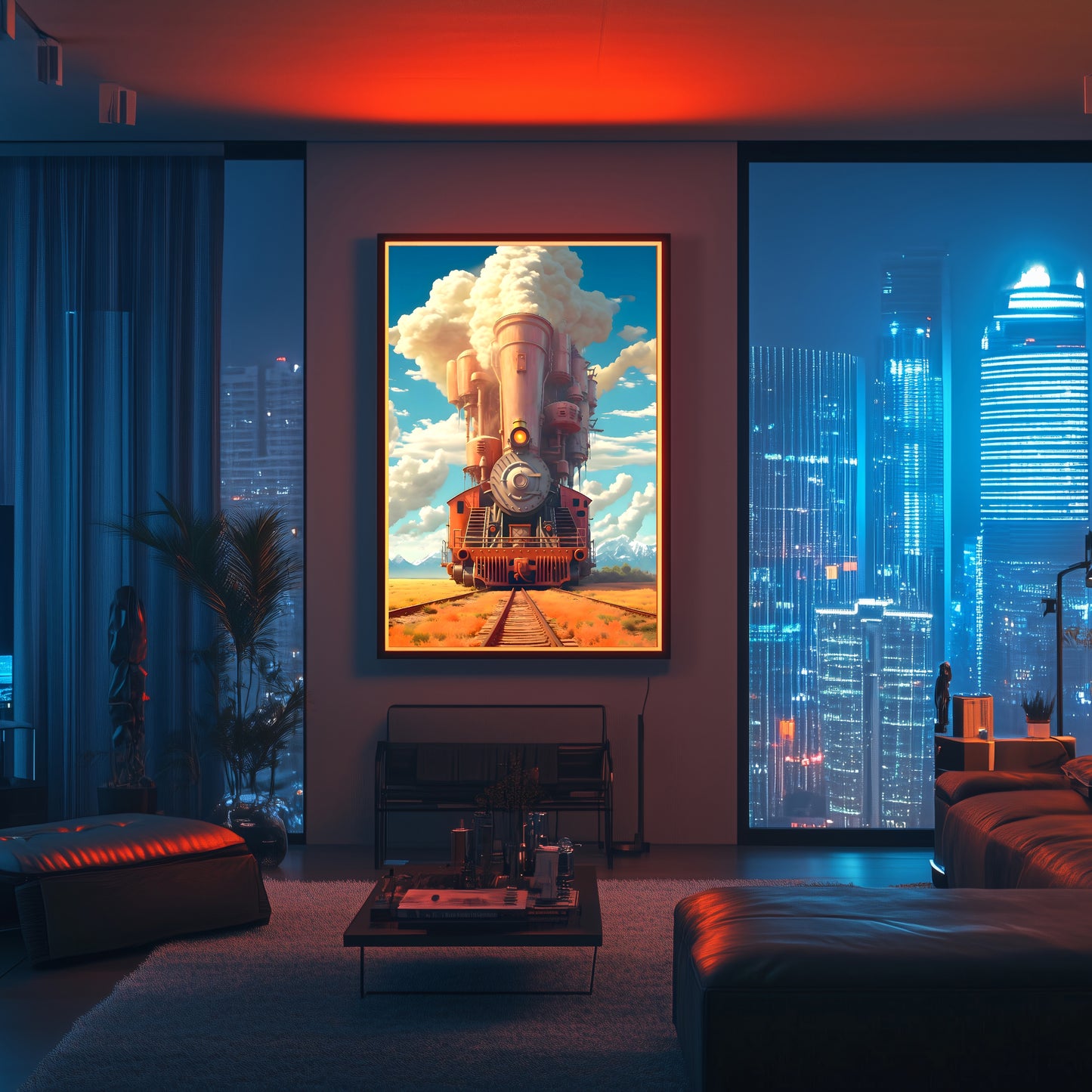 Steampunk Train Poster – Buffalo | Awe-Inspiring Wall Art for Sci-Fi & Fantasy Train Enthusiasts | Unique and Exclusive Artwork