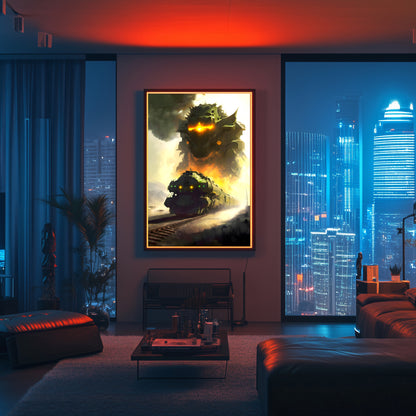 Fantasy Train Poster – Viridian Wyrmhauler | Awe-Inspiring Wall Art for Sci-Fi & Fantasy Train Enthusiasts | Unique and Exclusive Artwork