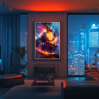 Steampunk Train Poster – Eternal Engine | Awe-Inspiring Wall Art for Sci-Fi & Fantasy Train Enthusiasts | Unique and Exclusive Artwork