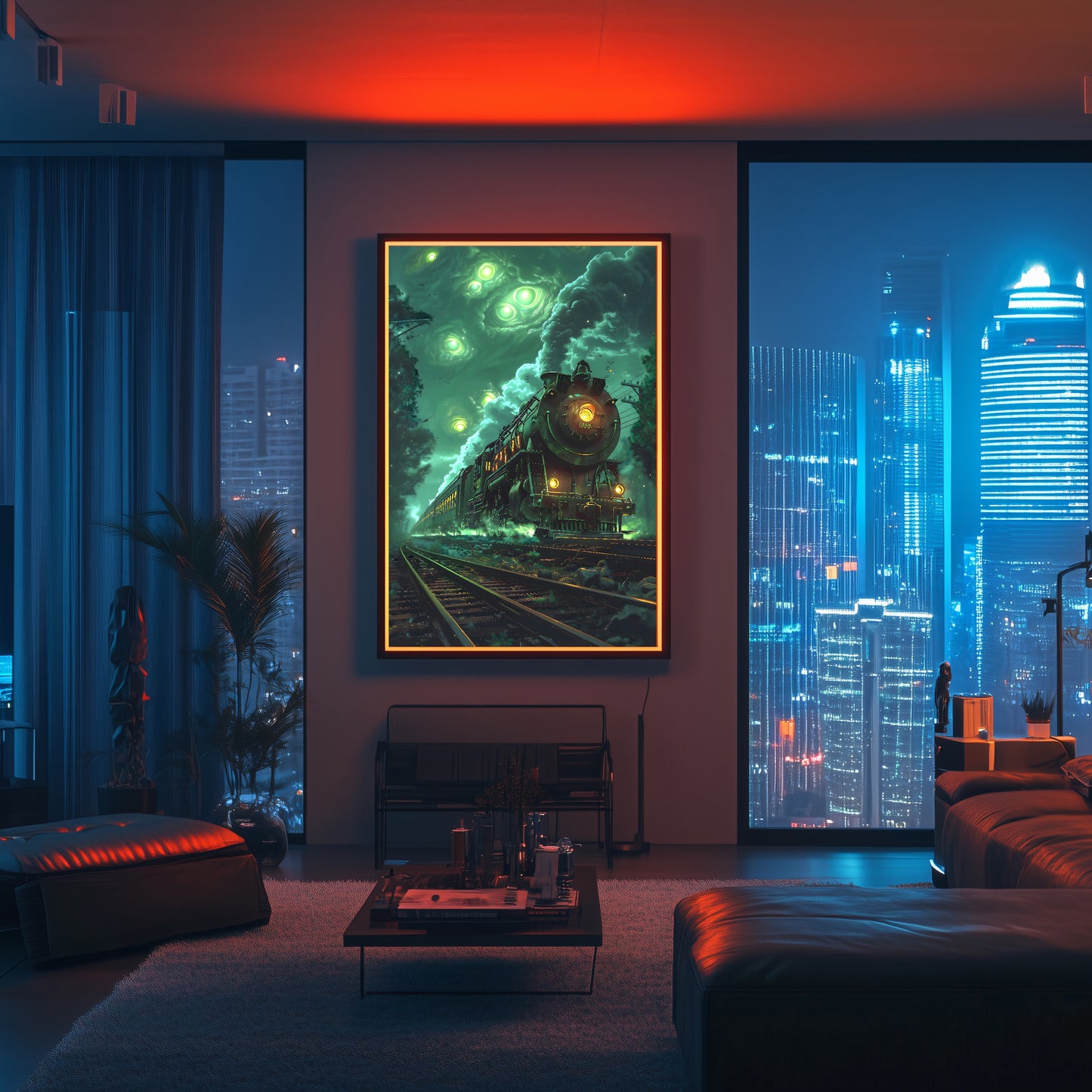 Fantasy Train Poster – The Emerald Phantom | Awe-Inspiring Wall Art for Sci-Fi & Fantasy Train Enthusiasts | Unique and Exclusive Artwork