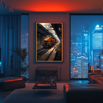 Diesel Train Poster – Blazerush Hauler | Awe-Inspiring Wall Art for Sci-Fi & Fantasy Train Enthusiasts | Unique and Exclusive Artwork