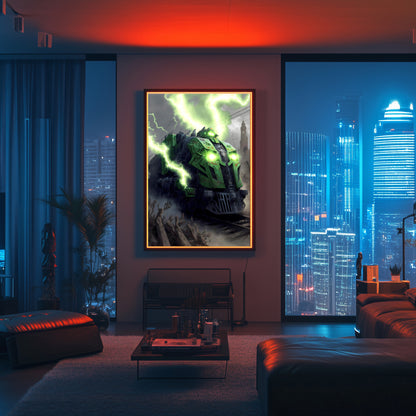 Zombie Train Poster – Shadowbane Revenant | Awe-Inspiring Wall Art for Sci-Fi & Fantasy Train Enthusiasts | Unique and Exclusive Artwork
