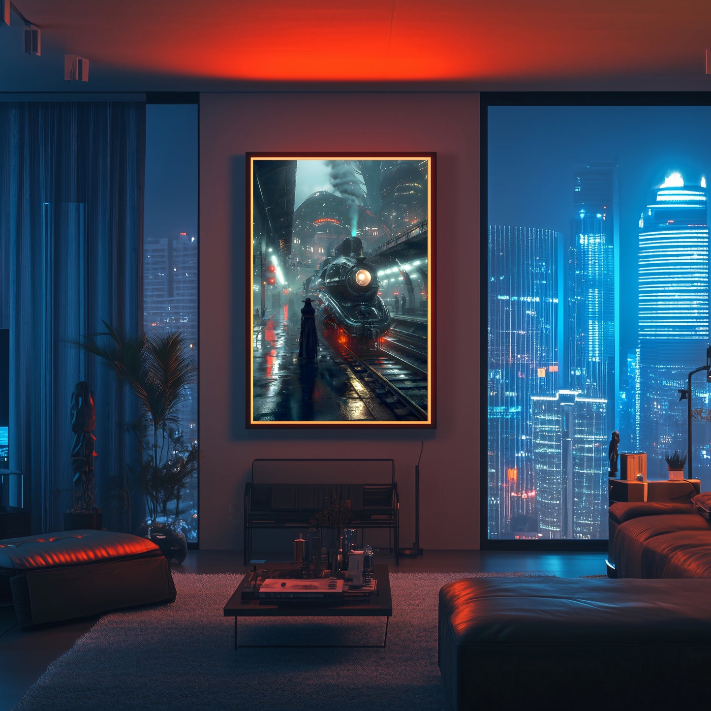 Dystopia Train Poster – Solarwind Express | Awe-Inspiring Wall Art for Sci-Fi & Fantasy Train Enthusiasts | Unique and Exclusive Artwork