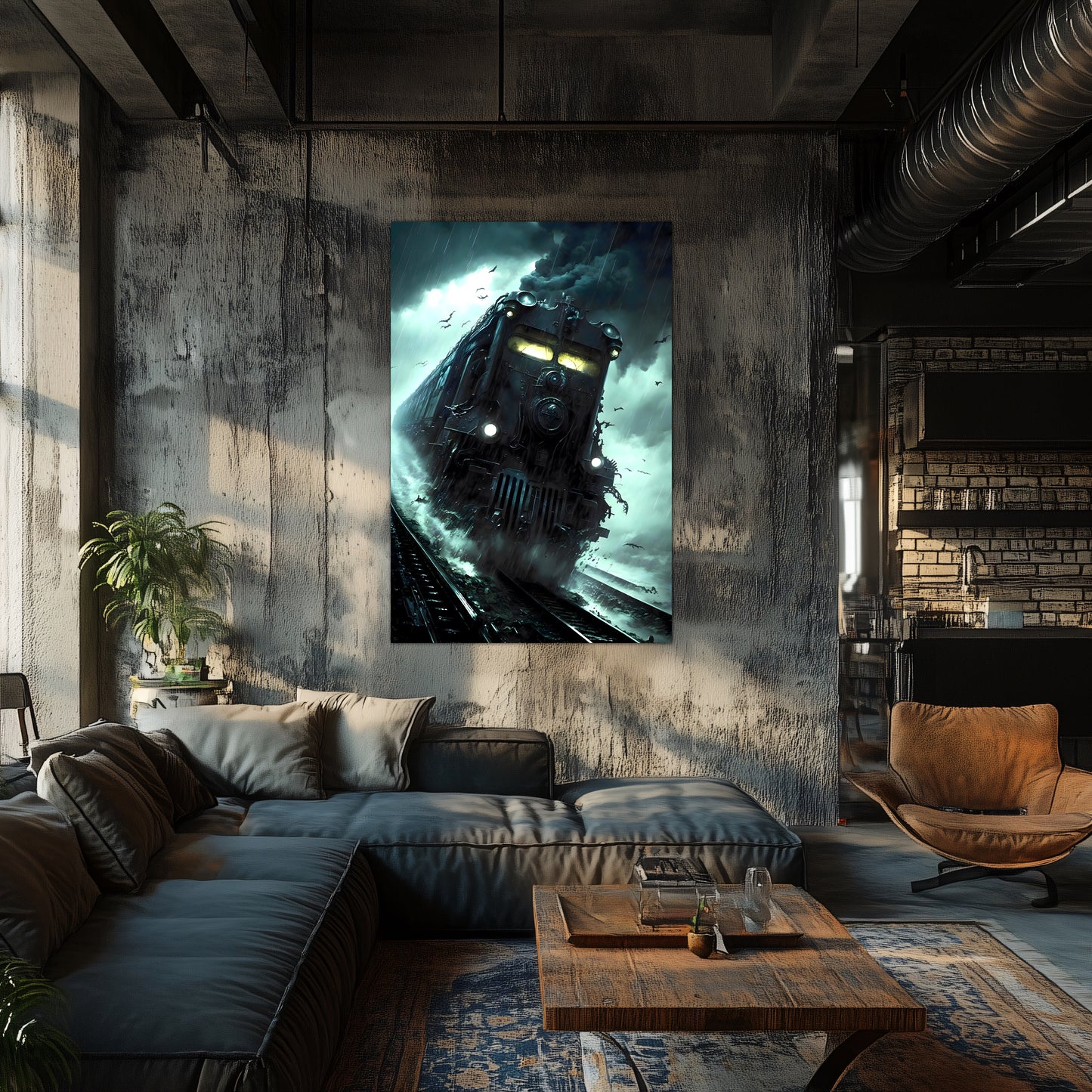 Zombie Train Poster – The Grim Hauler | Awe-Inspiring Wall Art for Sci-Fi & Fantasy Train Enthusiasts | Unique and Exclusive Artwork