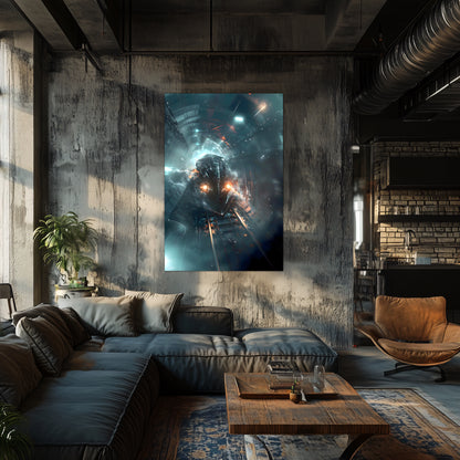 Cyberpunk Train Poster – Nightblade Crusader | Awe-Inspiring Wall Art for Sci-Fi & Fantasy Train Enthusiasts | Unique and Exclusive Artwork