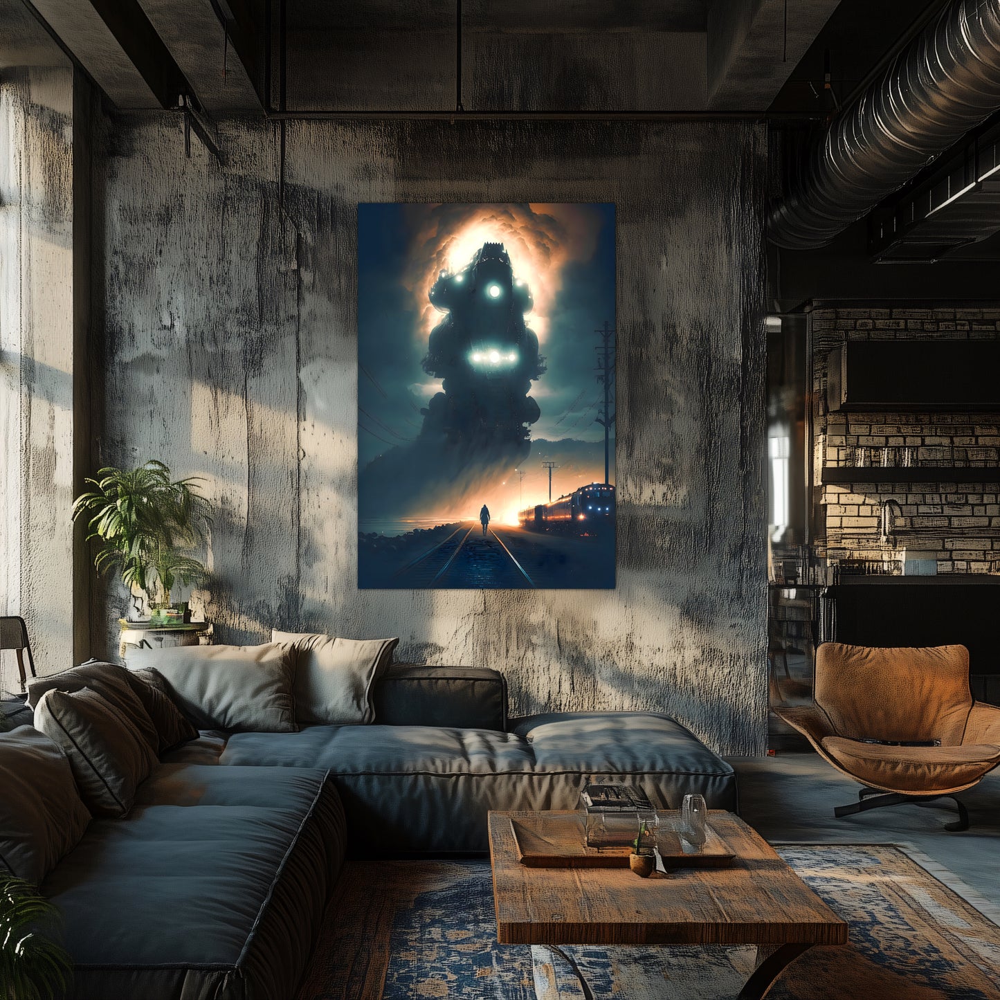 Post-Apocalyptic Train Poster – The Unyielding Monolith | Awe-Inspiring Wall Art for Sci-Fi & Fantasy Train Enthusiasts | Unique and Exclusive Artwork