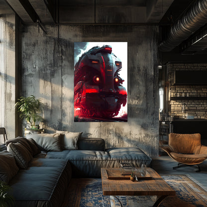 Dystopia Train Poster – Redstorm Vanguard | Awe-Inspiring Wall Art for Sci-Fi & Fantasy Train Enthusiasts | Unique and Exclusive Artwork