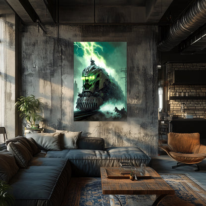 Zombie Train Poster – Hellforge Executor | Awe-Inspiring Wall Art for Sci-Fi & Fantasy Train Enthusiasts | Unique and Exclusive Artwork