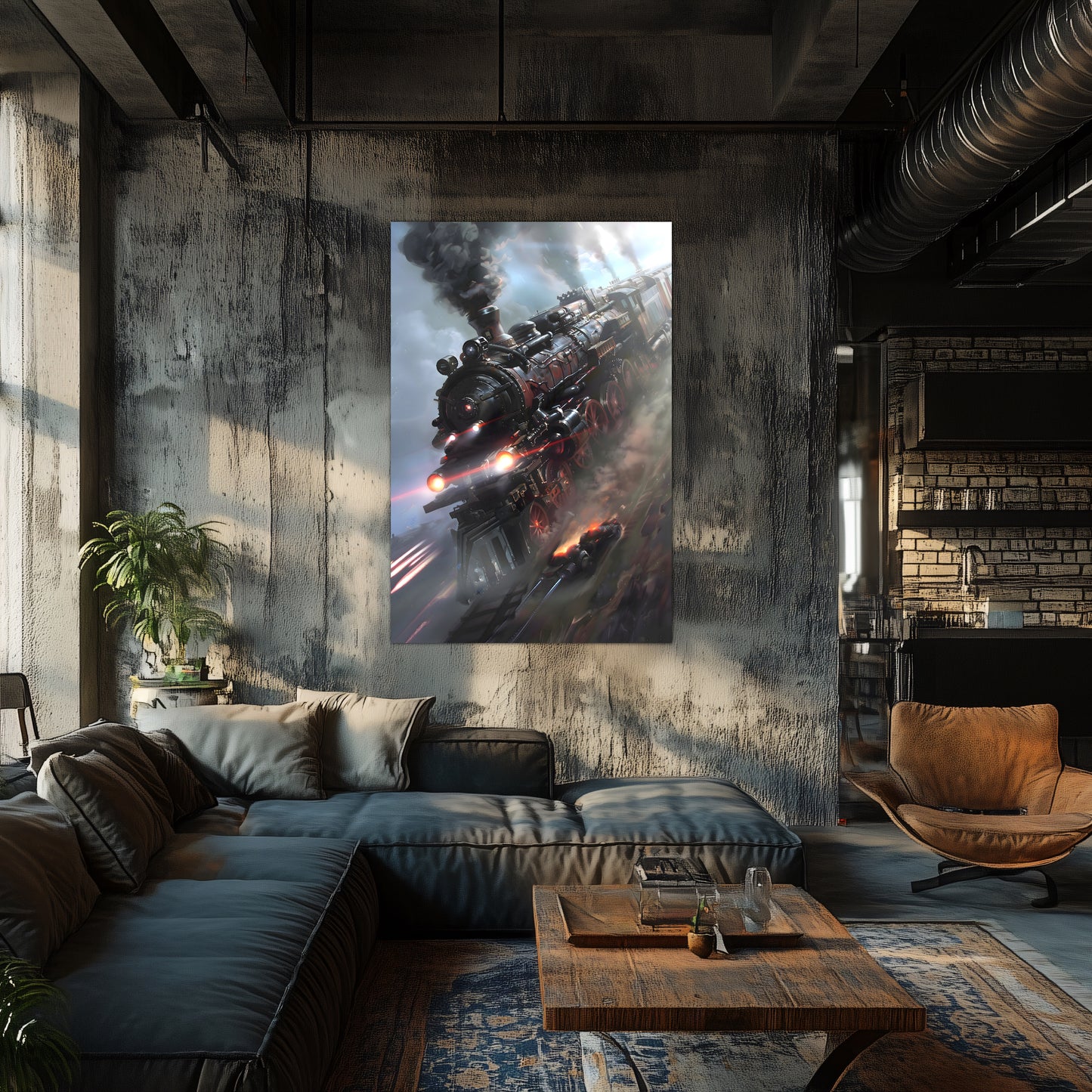 Steampunk Train Poster – Blitzfire Express | Awe-Inspiring Wall Art for Sci-Fi & Fantasy Train Enthusiasts | Unique and Exclusive Artwork