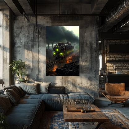 Zombie Train Poster – Dreadcrave Collector | Awe-Inspiring Wall Art for Sci-Fi & Fantasy Train Enthusiasts | Unique and Exclusive Artwork