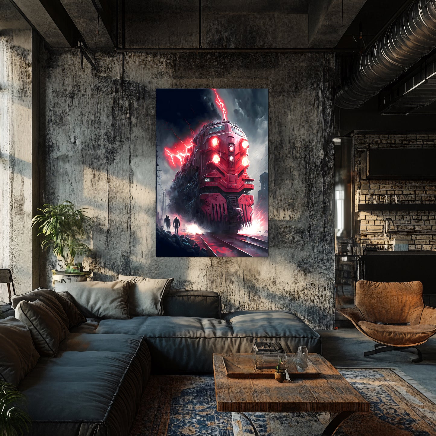 Wasteland Train Poster – Crimson Maelstrom | Awe-Inspiring Wall Art for Sci-Fi & Fantasy Train Enthusiasts | Unique and Exclusive Artwork