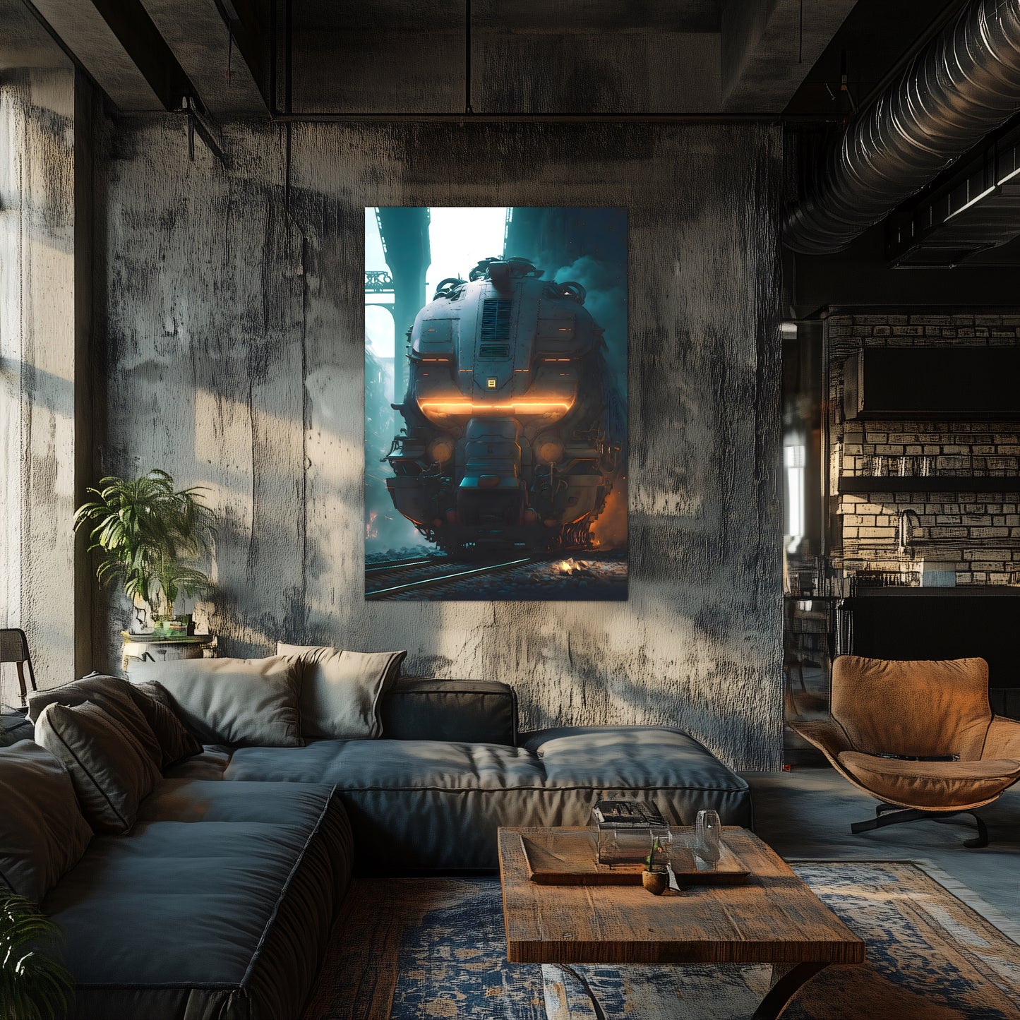 Cyberpunk Train Poster – Dreadpulse  Omnihauler | Awe-Inspiring Wall Art for Sci-Fi & Fantasy Train Enthusiasts | Unique and Exclusive Artwork