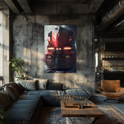 Diesel Train Poster – Crimson Thunderclad | Awe-Inspiring Wall Art for Sci-Fi & Fantasy Train Enthusiasts | Unique and Exclusive Artwork