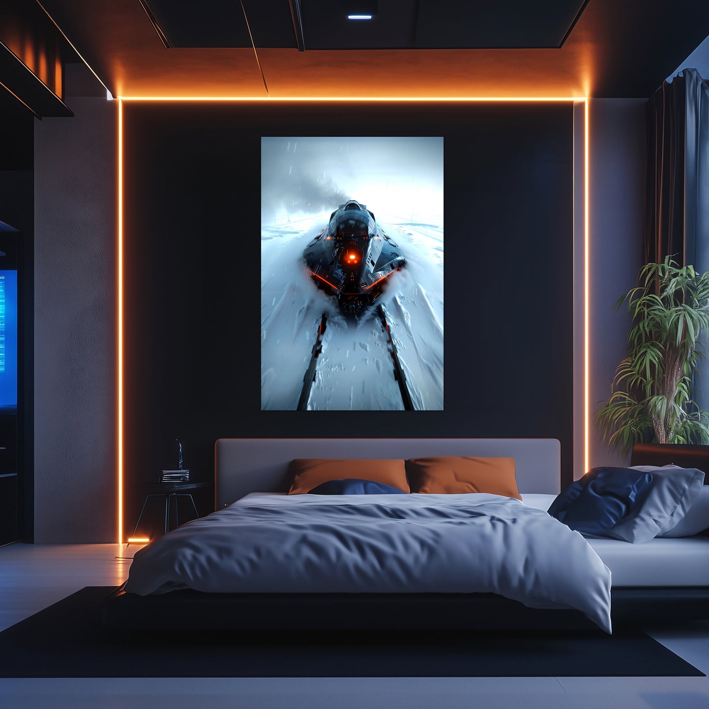 Cyberpunk Train Poster – The Demon's Dagger | Awe-Inspiring Wall Art for Sci-Fi & Fantasy Train Enthusiasts | Unique and Exclusive Artwork