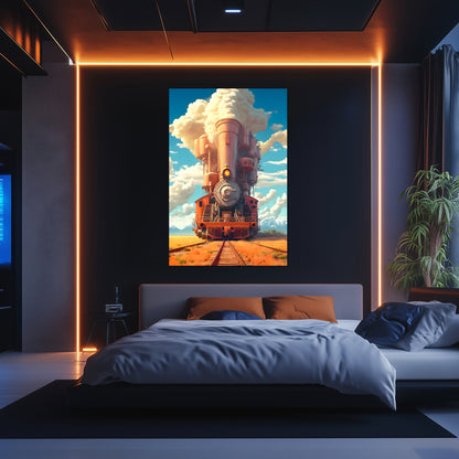 Steampunk Train Poster – Buffalo | Awe-Inspiring Wall Art for Sci-Fi & Fantasy Train Enthusiasts | Unique and Exclusive Artwork