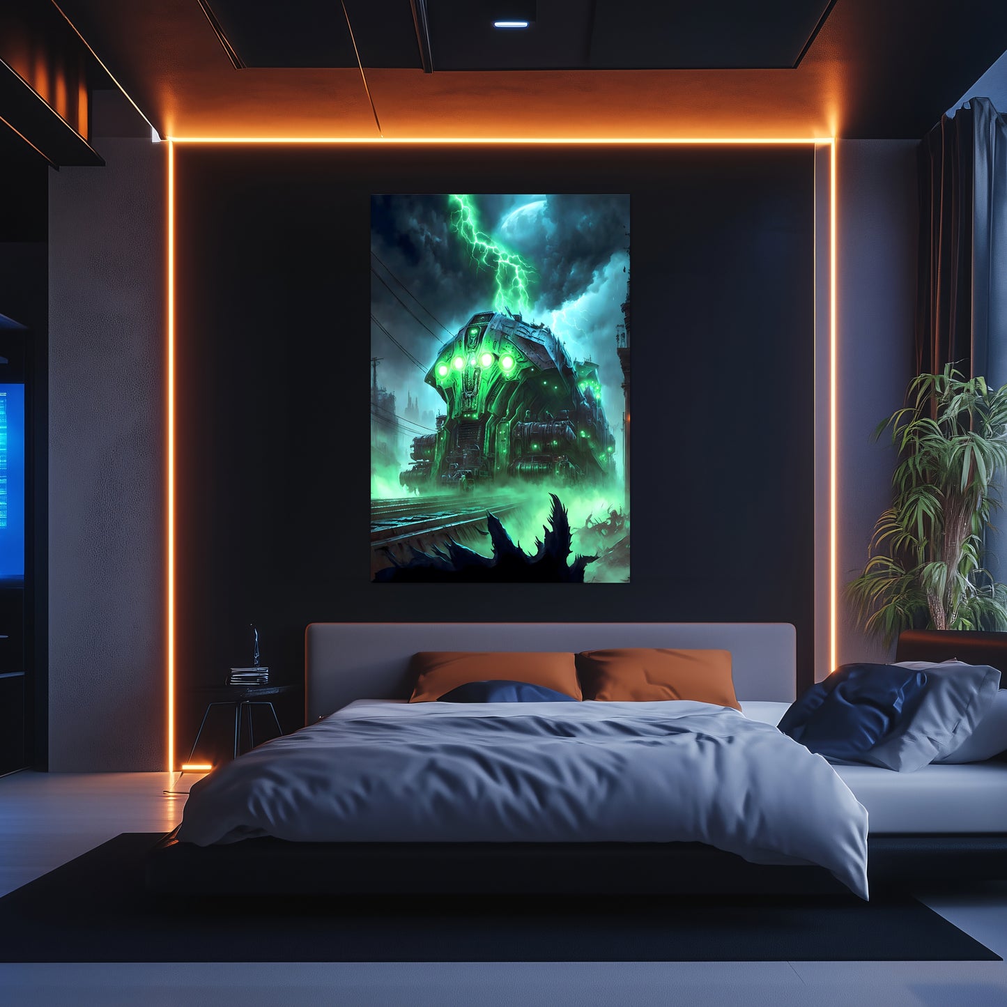 Zombie Train Poster – The Warp Architect | Awe-Inspiring Wall Art for Sci-Fi & Fantasy Train Enthusiasts | Unique and Exclusive Artwork
