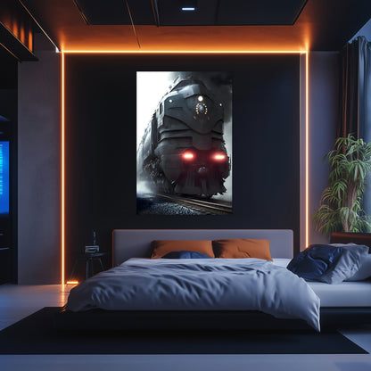 Dystopia Train Poster – Grimbringer Thunderclad | Awe-Inspiring Wall Art for Sci-Fi & Fantasy Train Enthusiasts | Unique and Exclusive Artwork