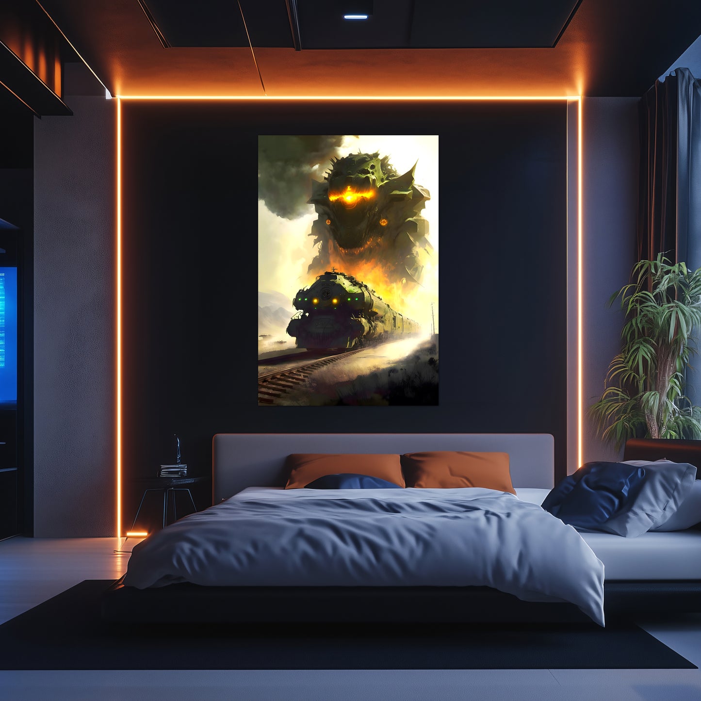 Fantasy Train Poster – Viridian Wyrmhauler | Awe-Inspiring Wall Art for Sci-Fi & Fantasy Train Enthusiasts | Unique and Exclusive Artwork