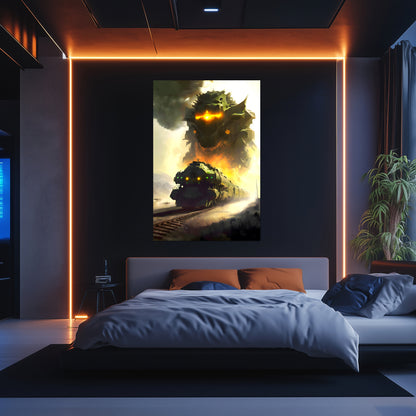 Fantasy Train Poster – Viridian Wyrmhauler | Awe-Inspiring Wall Art for Sci-Fi & Fantasy Train Enthusiasts | Unique and Exclusive Artwork