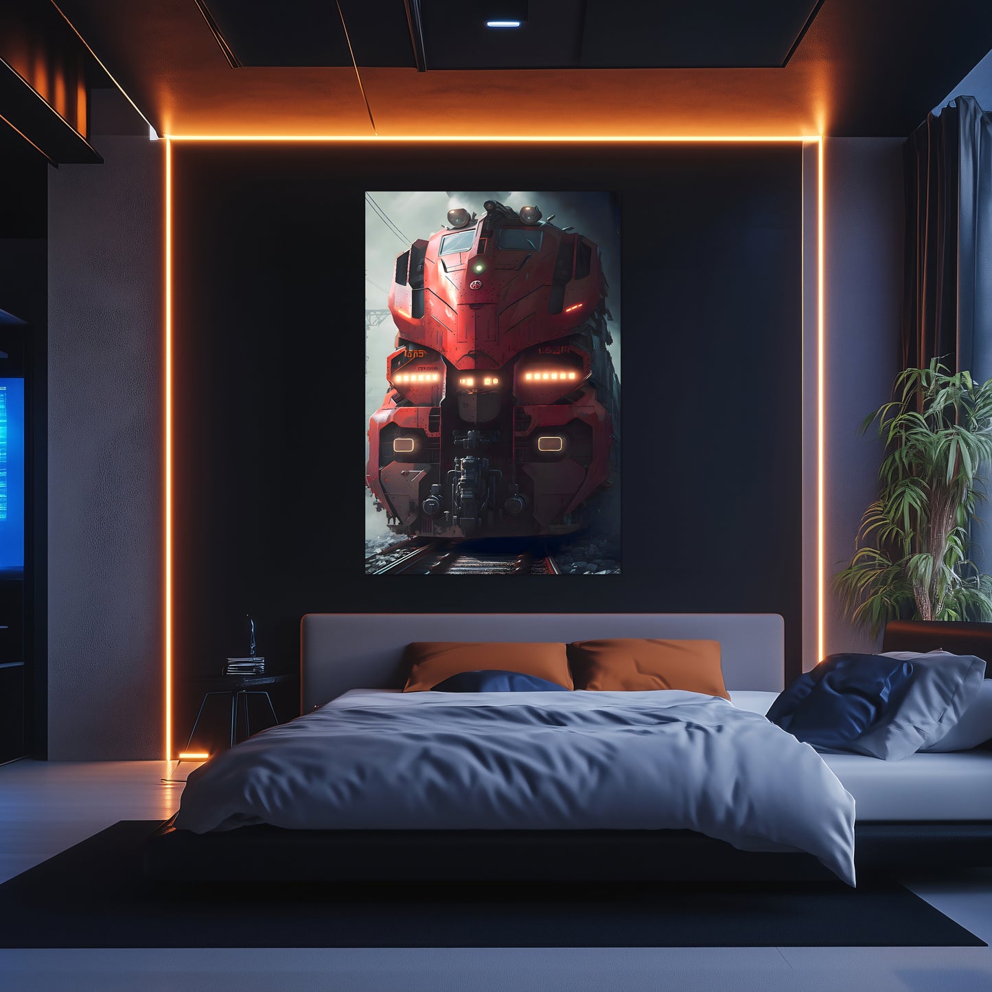 Diesel Train Poster – Crimson Thunderclad | Awe-Inspiring Wall Art for Sci-Fi & Fantasy Train Enthusiasts | Unique and Exclusive Artwork