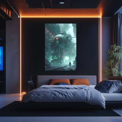 Cyberpunk Train Poster – Epitome One | Awe-Inspiring Wall Art for Sci-Fi & Fantasy Train Enthusiasts | Unique and Exclusive Artwork