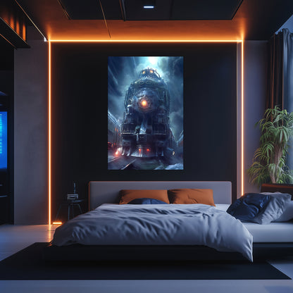 Post-Apocalyptic Train Poster – Winterborn Thunderheart | Awe-Inspiring Wall Art for Sci-Fi & Fantasy Train Enthusiasts | Unique and Exclusive Artwork