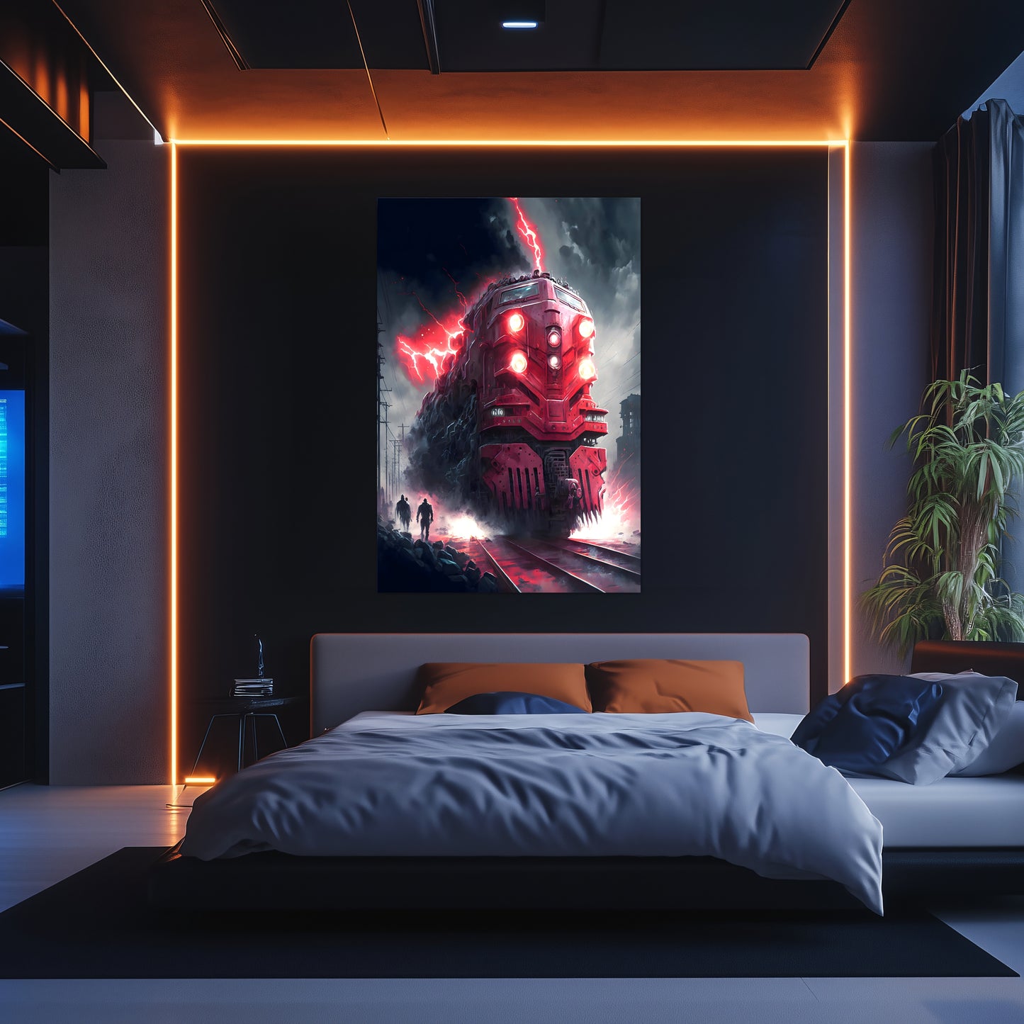 Wasteland Train Poster – Crimson Maelstrom | Awe-Inspiring Wall Art for Sci-Fi & Fantasy Train Enthusiasts | Unique and Exclusive Artwork