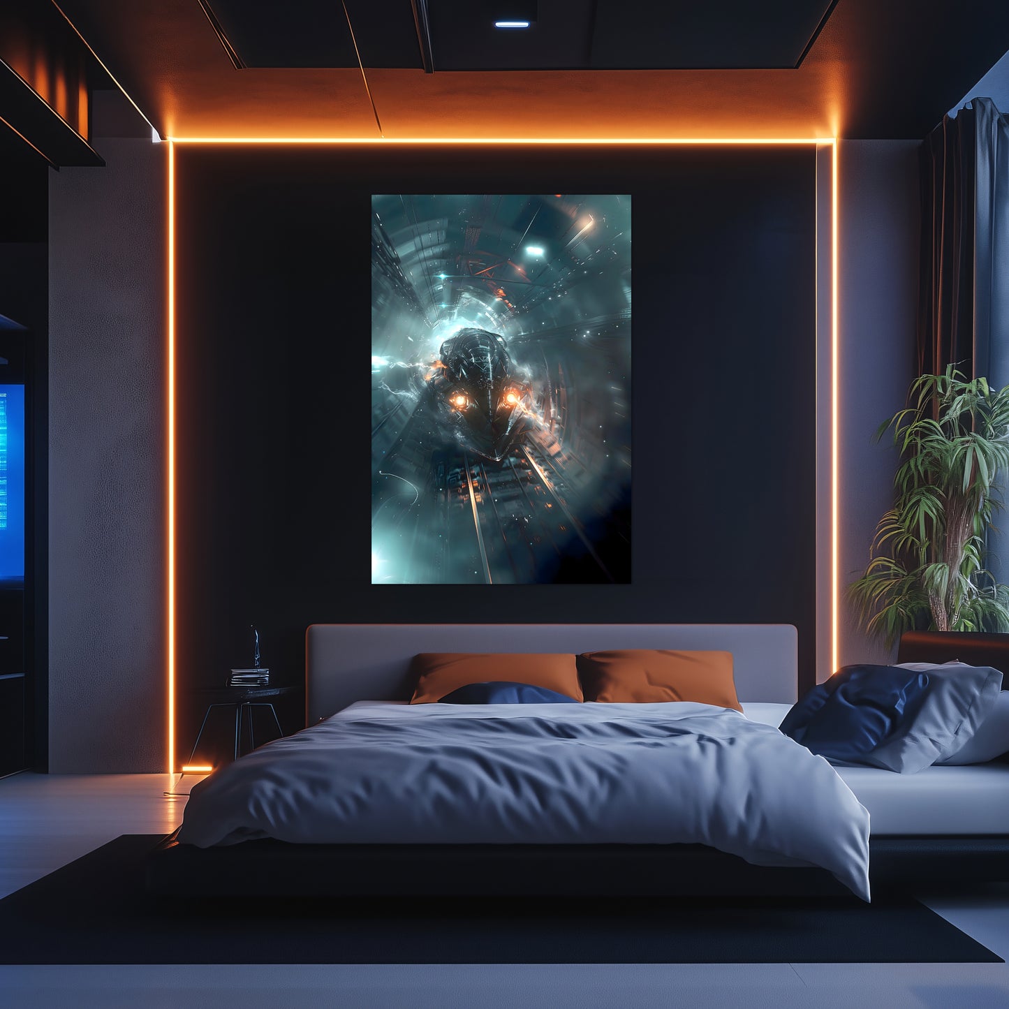 Cyberpunk Train Poster – Nightblade Crusader | Awe-Inspiring Wall Art for Sci-Fi & Fantasy Train Enthusiasts | Unique and Exclusive Artwork