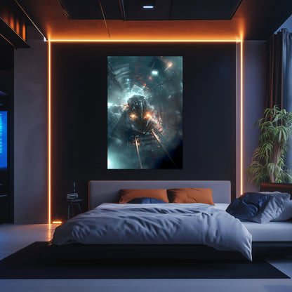 Cyberpunk Train Poster – Nightblade Crusader | Awe-Inspiring Wall Art for Sci-Fi & Fantasy Train Enthusiasts | Unique and Exclusive Artwork