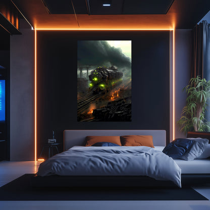 Zombie Train Poster – Dreadcrave Collector | Awe-Inspiring Wall Art for Sci-Fi & Fantasy Train Enthusiasts | Unique and Exclusive Artwork
