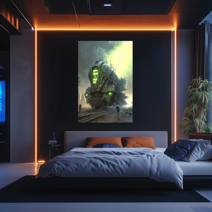 Zombie Train Poster – The Wraithcore Necrohauler | Awe-Inspiring Wall Art for Sci-Fi & Fantasy Train Enthusiasts | Unique and Exclusive Artwork