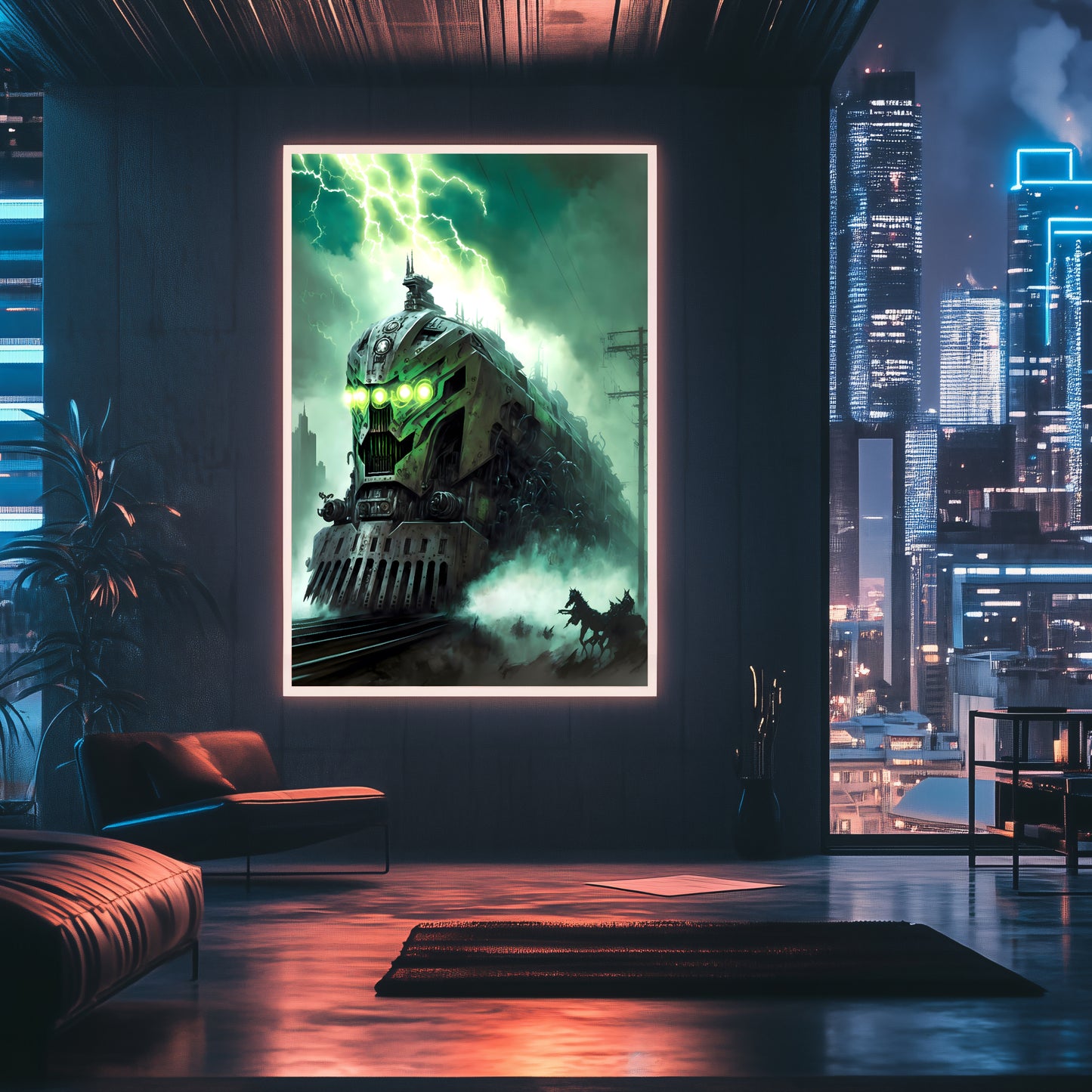 Zombie Train Poster – Hellforge Executor | Awe-Inspiring Wall Art for Sci-Fi & Fantasy Train Enthusiasts | Unique and Exclusive Artwork