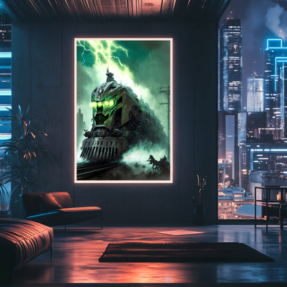 Zombie Train Poster – Hellforge Executor | Awe-Inspiring Wall Art for Sci-Fi & Fantasy Train Enthusiasts | Unique and Exclusive Artwork