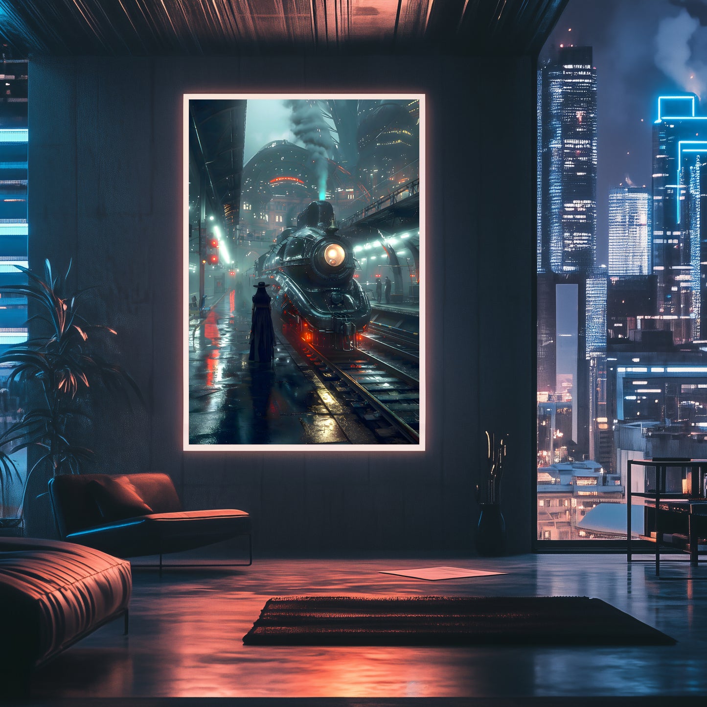 Dystopia Train Poster – Solarwind Express | Awe-Inspiring Wall Art for Sci-Fi & Fantasy Train Enthusiasts | Unique and Exclusive Artwork