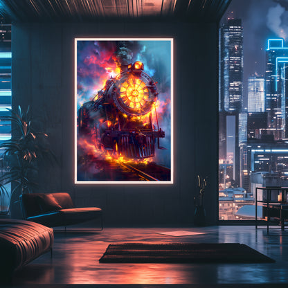 Steampunk Train Poster – Eternal Engine | Awe-Inspiring Wall Art for Sci-Fi & Fantasy Train Enthusiasts | Unique and Exclusive Artwork