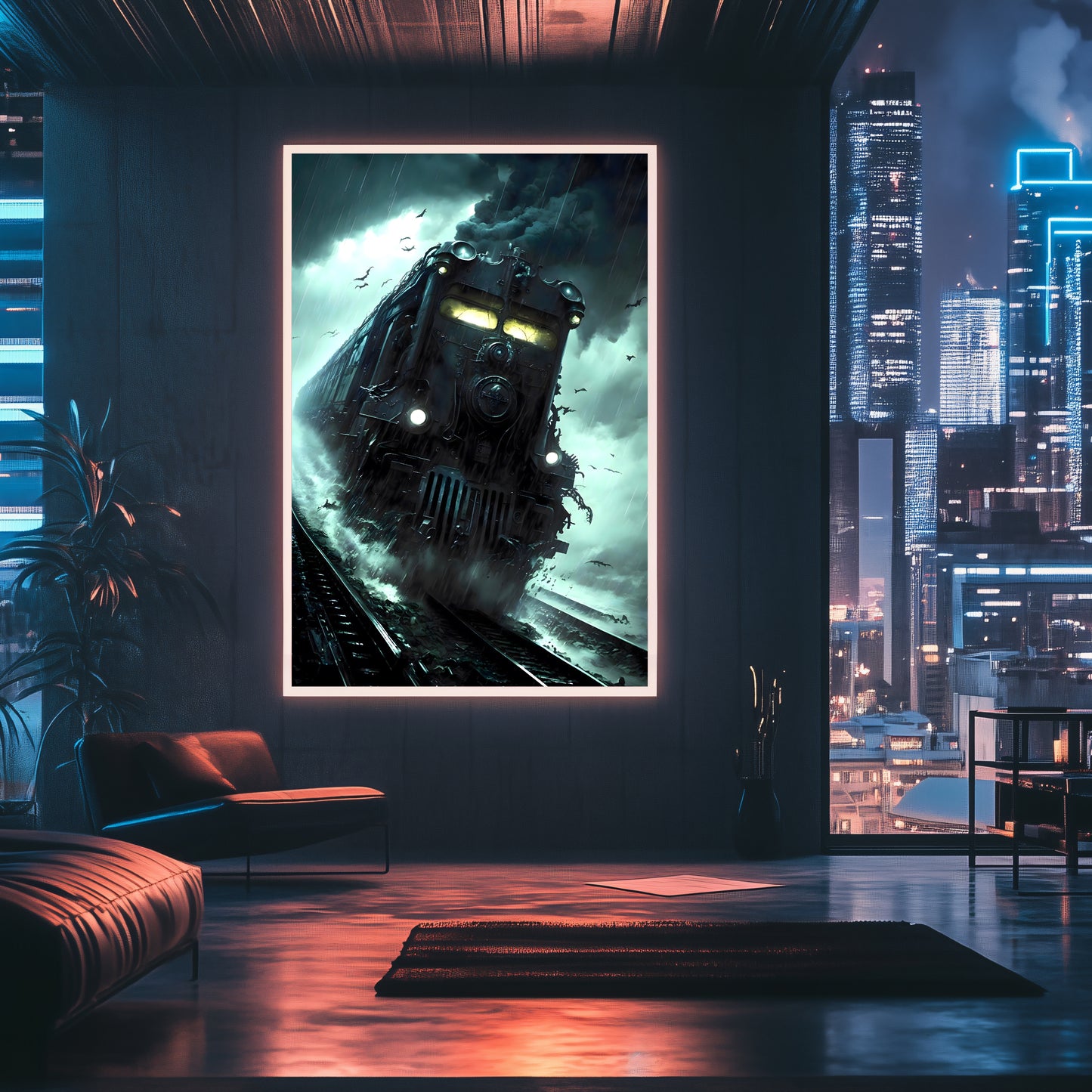 Zombie Train Poster – The Grim Hauler | Awe-Inspiring Wall Art for Sci-Fi & Fantasy Train Enthusiasts | Unique and Exclusive Artwork