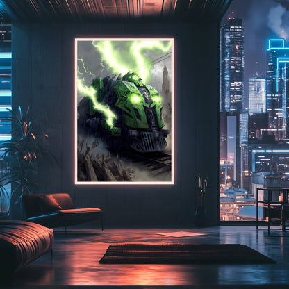 Zombie Train Poster – Shadowbane Revenant | Awe-Inspiring Wall Art for Sci-Fi & Fantasy Train Enthusiasts | Unique and Exclusive Artwork